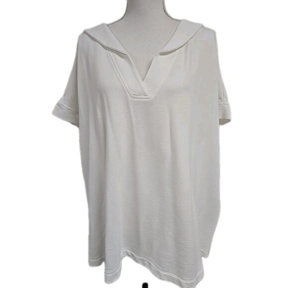 J Jill Love V-Neck Short Sleeve Shirt 100% Cotton White Women’s Plus Size 3X - Picture 1 of 9